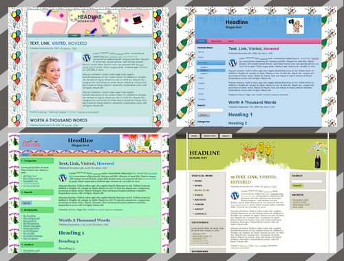 Product picture *PLR* 4 New Years Wordpress HTML & Themes Package